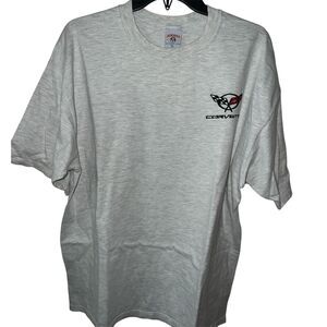 Jerzees Corvette T-shirt Mens XL Classic Sports Car Logo Gray USA Vintage Y2K